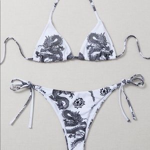 Chinese Dragon Triangle Tie Side Bikini Swimsuit